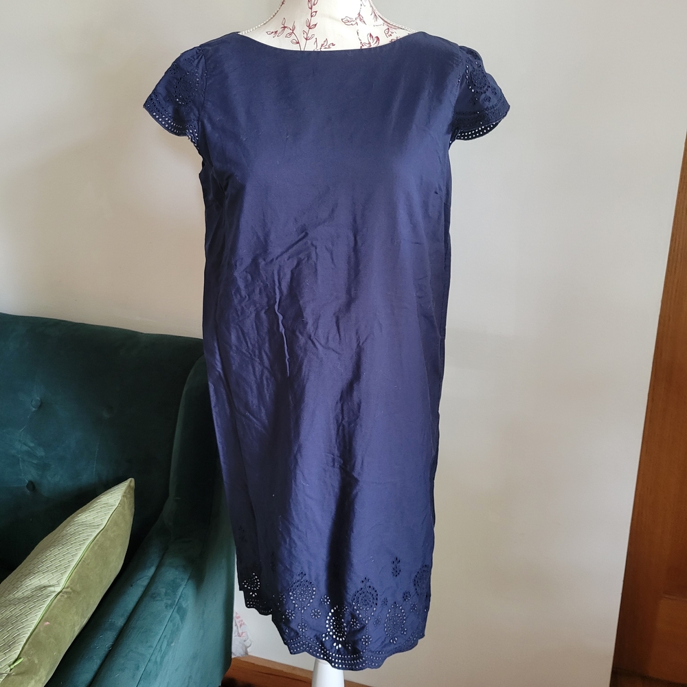 Uniqlo Dark Blue Navy Cotton Dress with Eyelet Details